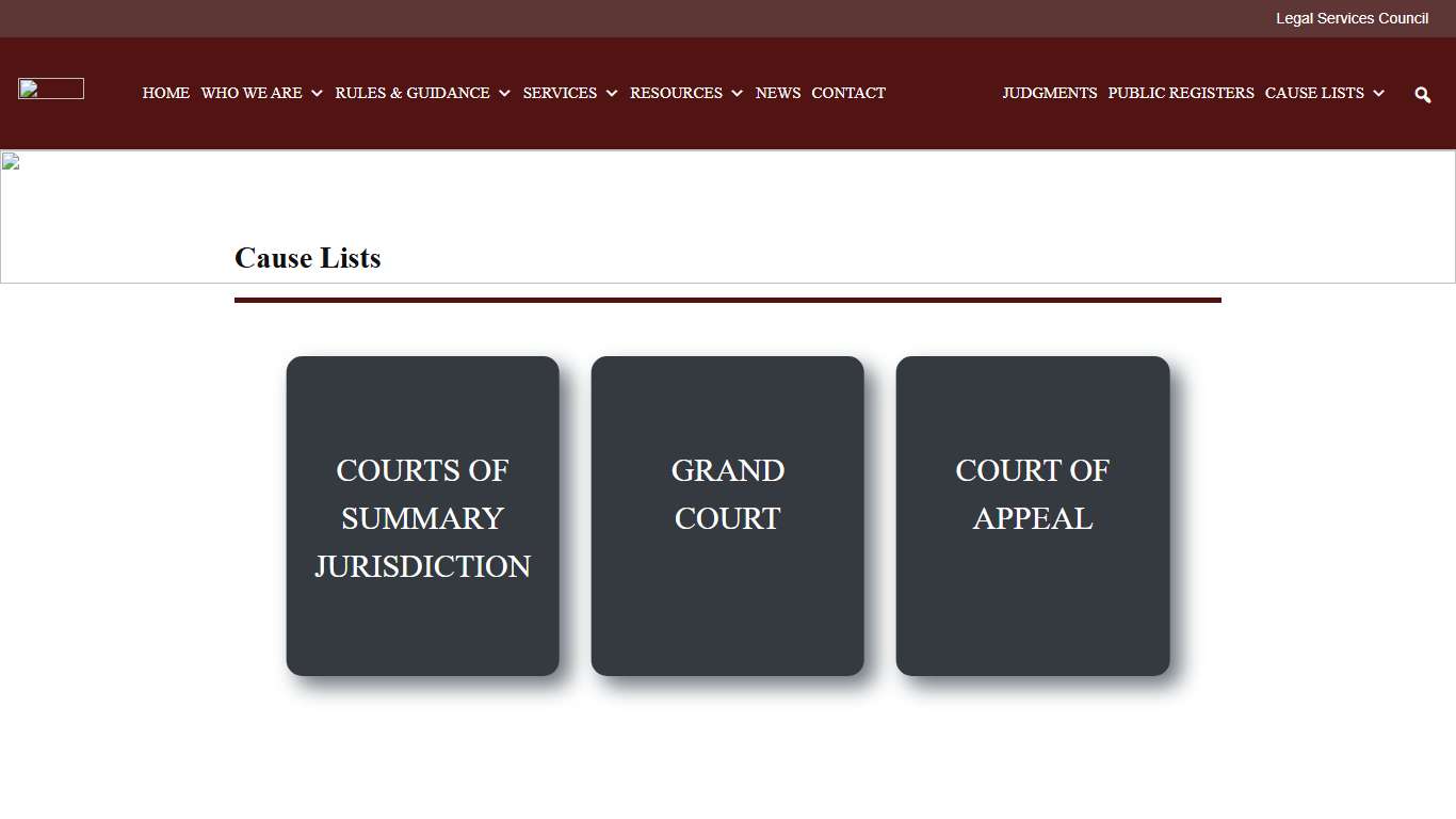 Cause Lists Cayman Islands Law Courts